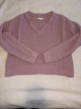 Aeropostale Mauve V-Neck Chunky Knit Sweater